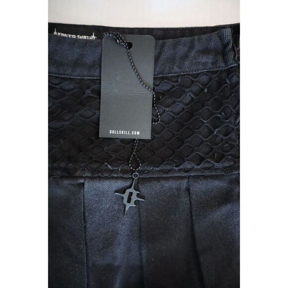 Darker Wavs x Dolls Kill ADW21240 Women's Sz XS Black Pleated Denim Mini Skirt - Picture 5 of 7